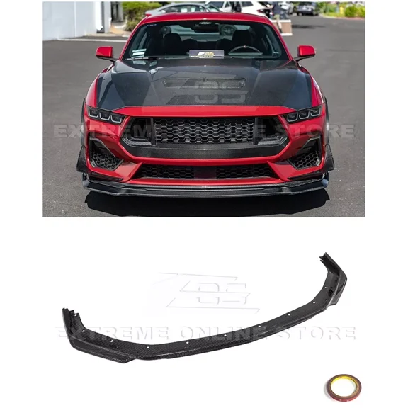Replacement For 2024-Present Ford Mustang S650 EcoBoost & GT Models | Performance Pack Carbon Fiber Replacement Front Bumper Lip Chin Spoiler Extension
