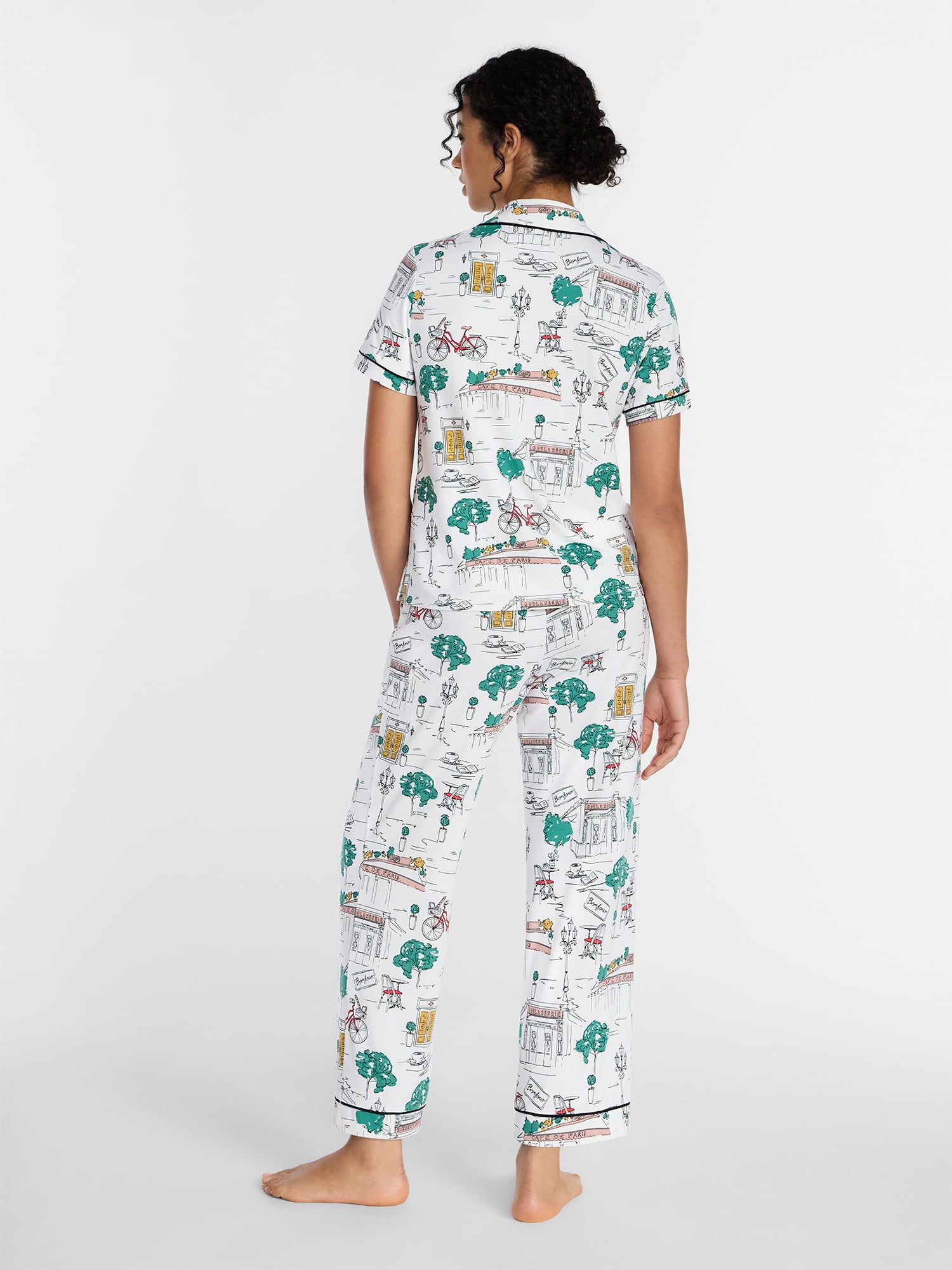 Joyspun Women's Dreamy Soft Collection Notch Collar Top and Capri Pants Pajama Set, 2-Piece, Sizes XS-3X