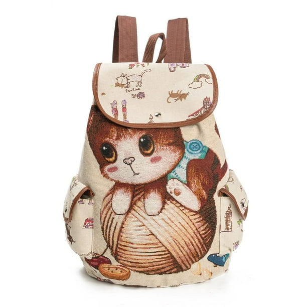 Carry Your Essentials in Style with Our Cute Cat Pattern Flap Backpack - Perfect for Students, Work and Travel!