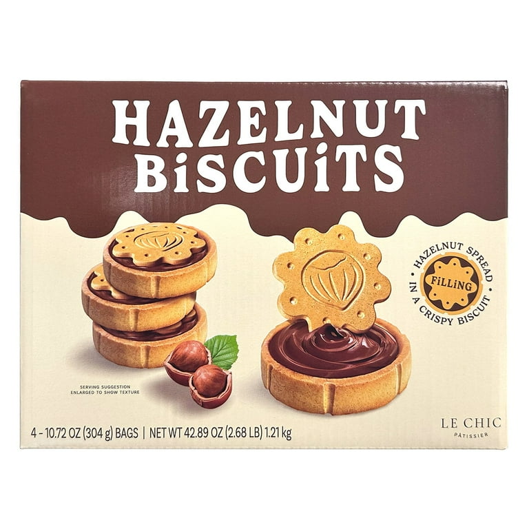 菓子 Patisserie Familiale Le Chic Patissier, Hazelnut Filling Biscuits, 42.89oz, Four Bags