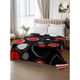 thumbnail image 2 of Abstract Black King Size Flat Sheet, Wrinkleproof & Fadeproof Cooling Flat Bed Sheet Only, Modern Geometric Red Grey White Circle Breathable Soft Bedding Top Sheets 105 x 98 Inches, 2 of 8