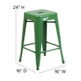 thumbnail image 5 of Emma + Oliver Commercial Grade 24"H Backless Green Metal Indoor-Outdoor Counter Height Stool, 5 of 11