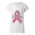 thumbnail image 2 of Wild Bobby Pink I'm A Breast Cancer Survivor Breast Cancer Awareness Women Standard V-Neck Tee, White, X-Large, 2 of 6