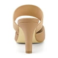 thumbnail image 2 of BLISSFUL STEP Women's Pointed Toe Elastic Strap Stiletto Heelsed Mules Nude 9.5, 2 of 7
