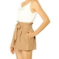 thumbnail image 4 of Unique Bargains Short Élégant pour Femme à Taille Haute avec Cordon, Style Paper Bag, Brun, TG, 4 of 7