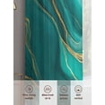 thumbnail image 6 of Teal Marble Sheer Curtains 63 Inch Length 2 Panels Set Window Treatments, Modern Gradient Abstract Gold Fluid Art Rod Pocket Semi Curtains for Living Room/Bedroom/Kitchen Décor, 104"W x 63"L, 6 of 7