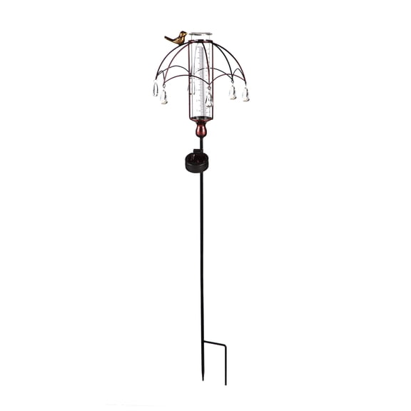 36" Solar Rain Gauge with Umbrella Embellished Design