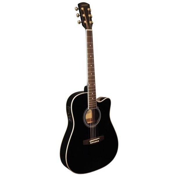 Indiana ITB2BK Thin Body Acoustic Electric Guitar, Black