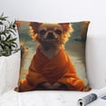 thumbnail image 4 of Fuzoiu Maple Leaf Meditating Chihuahua Print Square Pillow Cover,Hidden Zipper Design,Luxury Square Pillow Case, Throw Pillow,Couch Cushion-26"x26", 4 of 7