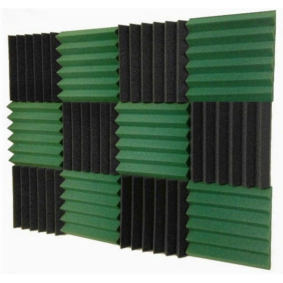 2x12x12-12PK DARK GREEN/CHARCOAL Acoustic Wedge Soundproofing Studio Foam
