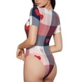 thumbnail image 6 of Cauagu Heart Plaid Women's Crew Neck Round Short Sleeve T Shirts Tops Bodysuit Daily Jumpsuit-X-Large, 6 of 7