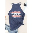 thumbnail image 1 of ABPHQTO Camiseta estampada con estampado de bandera nacional y letra causal azul oscuro para mujer, 1 of 5