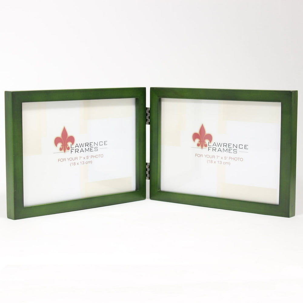 5x7 Hinged Double (Horizontal) Green Wood Picture Frame - Gallery ...