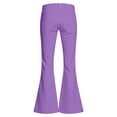 thumbnail image 4 of Ticikt Girls Flare Pants, Solid Color High Waist Stretch Bootcut Casual Trousers with Pockets for Kids,Purple, 4 of 7