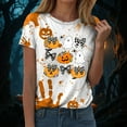 thumbnail image 5 of YDFCWXW Women's Halloween Graphic Short Sleeve T-Shirt - Cute & Spooky Printed Casual Tee for Parties Orange, XL, 5 of 7