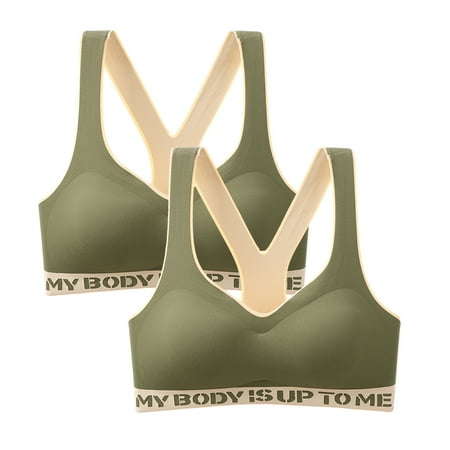 

2PC Women Casual Large Size Sports Yoga Fitness Sports Back Underwear Bra Bras for Women Green M