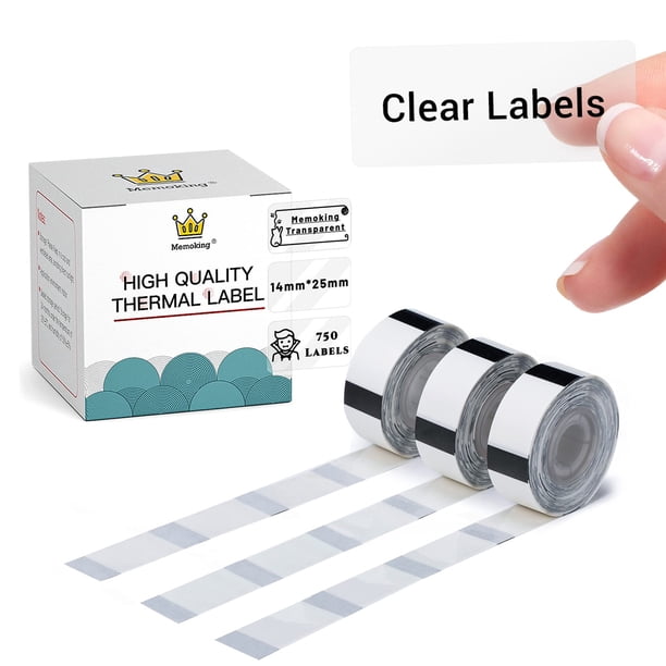 Etiqueta térmica Memoking D30 transparente de 14 x 25 mm para rotuladora