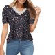 thumbnail image 1 of Gibobby Camiseta con cuello en V para mujer Camiseta manga corta esponjosa verano, camisetas informales con cuello y encaje, camisa Formal negocios(Rosa,G), 1 of 4
