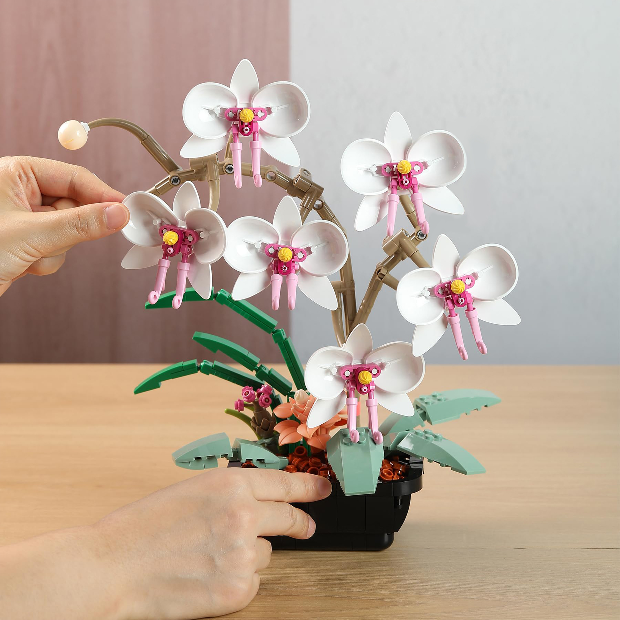 HI-Reeke Flower Building Block Set Orchid Botanical Bonsai Building Kit Toy Gift for Kid Adult White - image 3 of 6