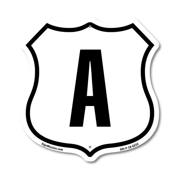 Letter A 12 inch X 12 inch Shield-Shaped Rust-Free Aluminum Metal Sign Weather Resistant Made in the USA