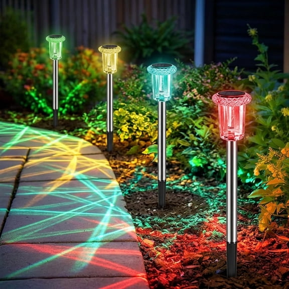 PUCACHI Solar Lights Outdoor Waterproof , 10-Pack Garden Lights, Decorative Lights for Yard Garden Walkway Driveway, Colorful