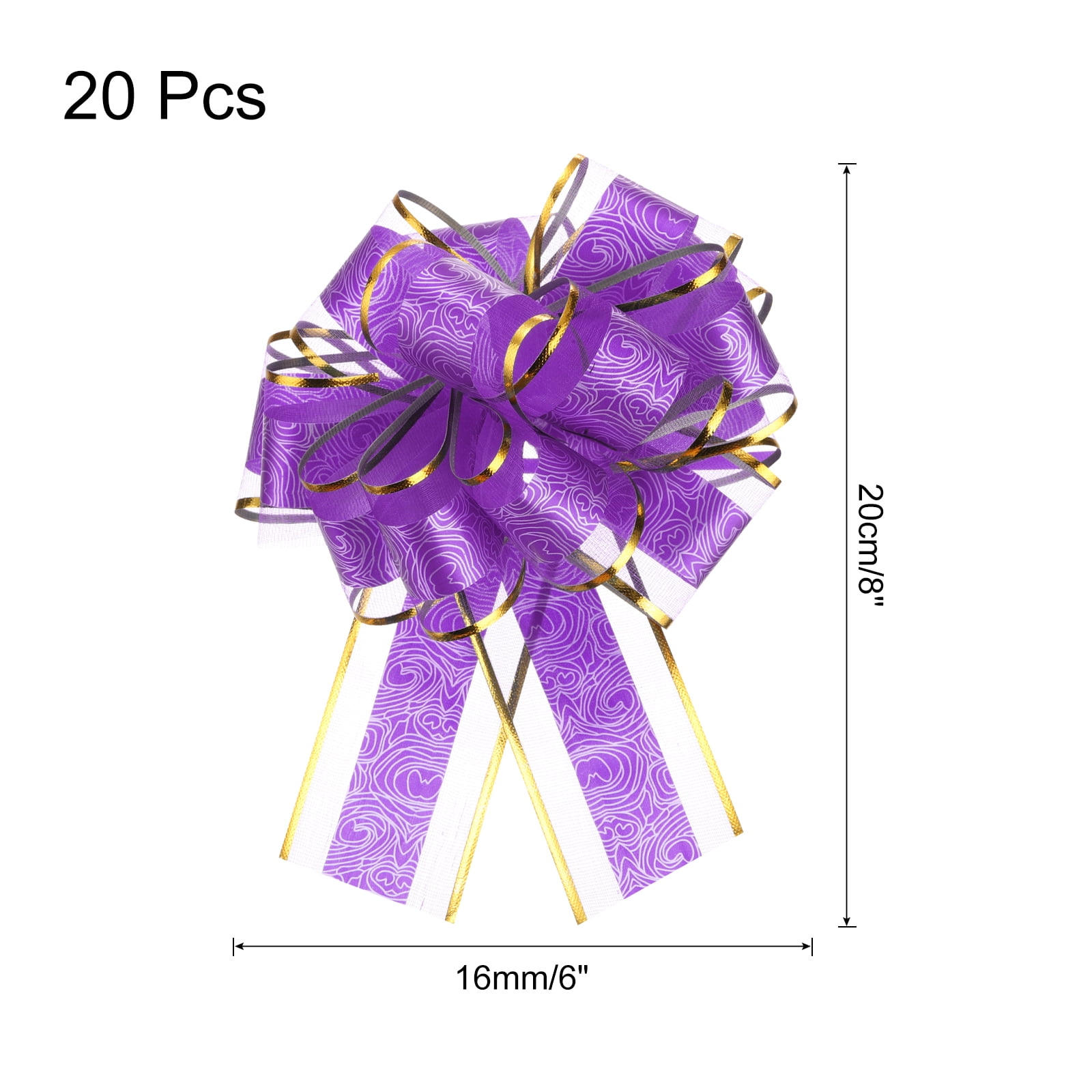 20pcs 6 Inch Large Pull Bow Gift Wrapping Bows Ribbon Organza Purple for Wedding Presents Christmas Party