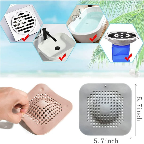 MajhaMa 3-Pack Star-Shaped Silicone Drain Hair Catcher – Strong Suction Cup Drain Cover For Shower, Bath, Kitchen (5.9 Inch, Pink)