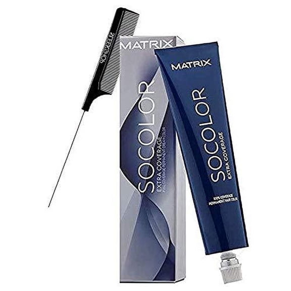 Matrix Original SoColor EXTRA COVERAGE, Full 100% Grey Coverage Permanent Cream Hair Color (w/Sleek Rat Tail Comb) So Color Gray Haircolor Dye (505G - Medium Brown Gold)