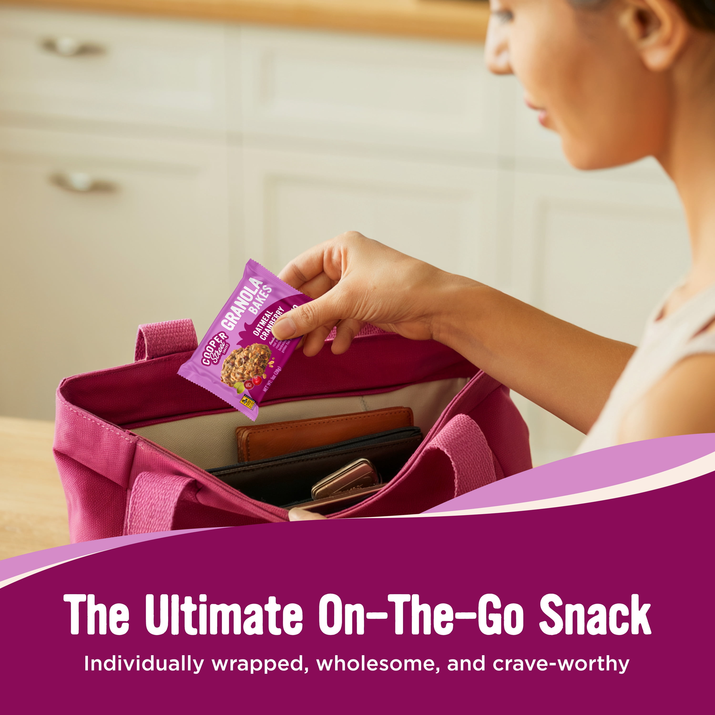 Cooper Street Granola Bakes Oatmeal Cranberry - Soft Breakfast Granola Bars Bulk - Nut, Soy & Dairy Free - 110 Cal - 48ct