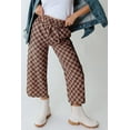 thumbnail image 6 of Women's Khaki Checkered High Waist Loose Casual Pants - Trendy Wide Leg Style - [ZhiHiMeRi] | (US 12-14)L, 6 of 12