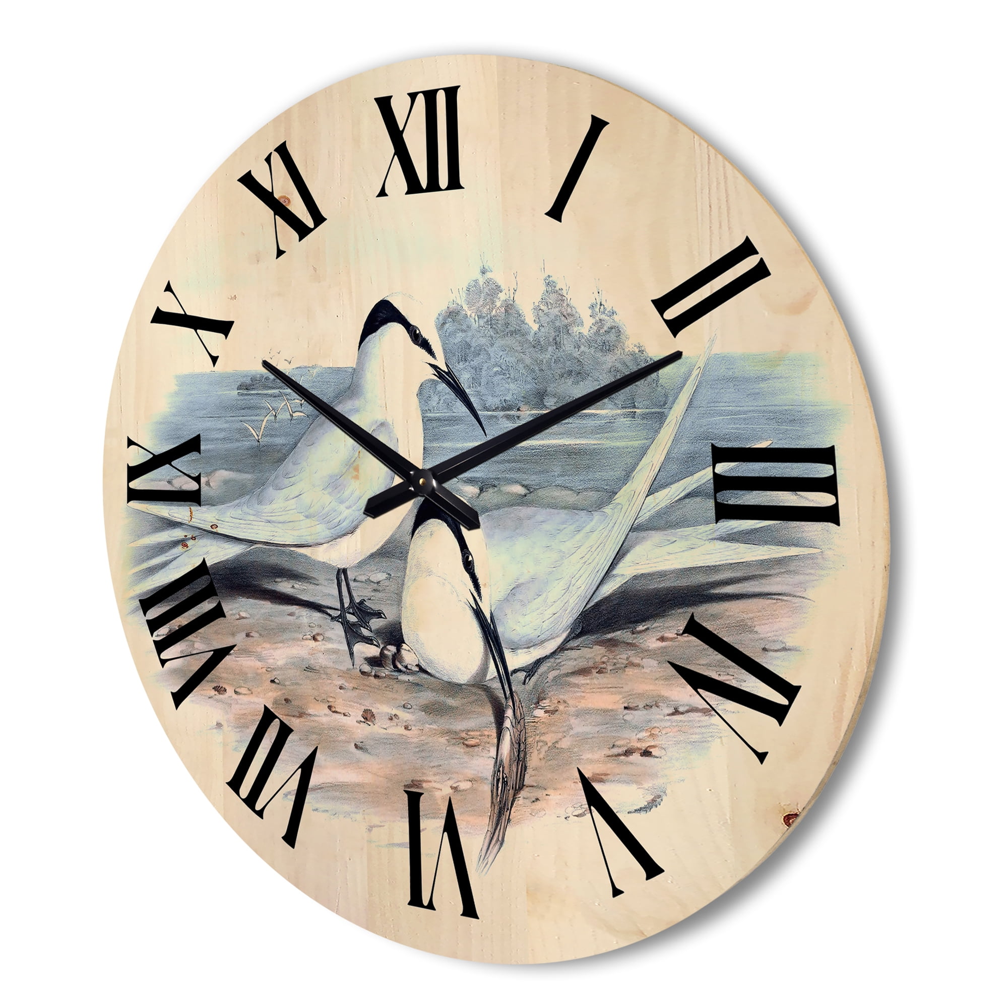 Designart 'Ancient Birds In The Wild IX' Traditional Wood Wall Clock