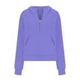 thumbnail image 2 of TOWED22 Womens Half Zip Hoodies Quarter Zipper Up Cropped Sweatshirt Long Sleeve Athletic Pullover Tops with Thumb Hole(Purple,L), 2 of 5