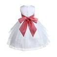 thumbnail image 2 of Ekidsbridal White Satin Shimmering Organza Formal Flower Girl Dresses Junior Bridesmaid Communion Baptism Holiday Toddler 4613S 4, 2 of 3