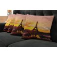 thumbnail image 5 of Ambesonne Eiffel Tower Throw Pillow Cover 4 Pack, Sun View Old Paris, 18", Marigold Rose Brown, 5 of 5