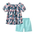 thumbnail image 7 of Summer Clearance Holiday Deals 2025! QTOCIO Toddler Girls Outfits, Baby Girl Clothes, Fashion Casual Short Sleeve Round Neck Collar Botton Printed Short Pants Sets, Green, 2 Years, 7 of 7
