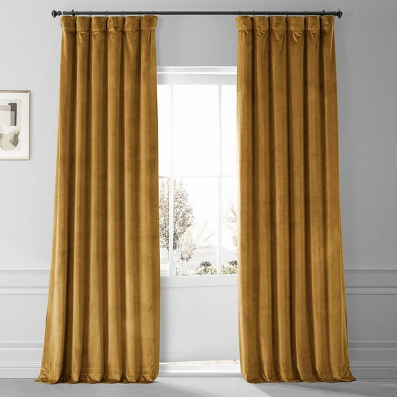 HPD Half Price Drapes Signature Apple Cider Gold Plush Velvet Blackout Curtains (1 Panel), 50W X 108L
