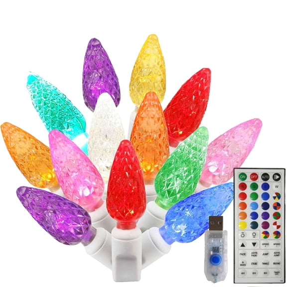 RGB C6 LED Christmas Lights, 16Ft Color Changing USB String Lights for Indoor Holiday Party Decor