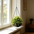 thumbnail image 5 of Wrought Iron Hanging Planter with Chains, 12-Inch Metal Flower Bowl for Indoor Outdoor Balcony Wall Decor, Rustproof Modern Greenery Holder fors Pothos, 5 of 9