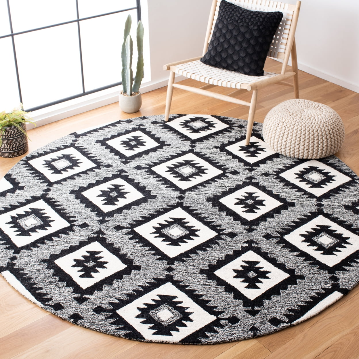 SAFAVIEH Aspen Michaelangelo Southwestern Wool Runner Rug, Charcoal/Black, 2'3" x 7'