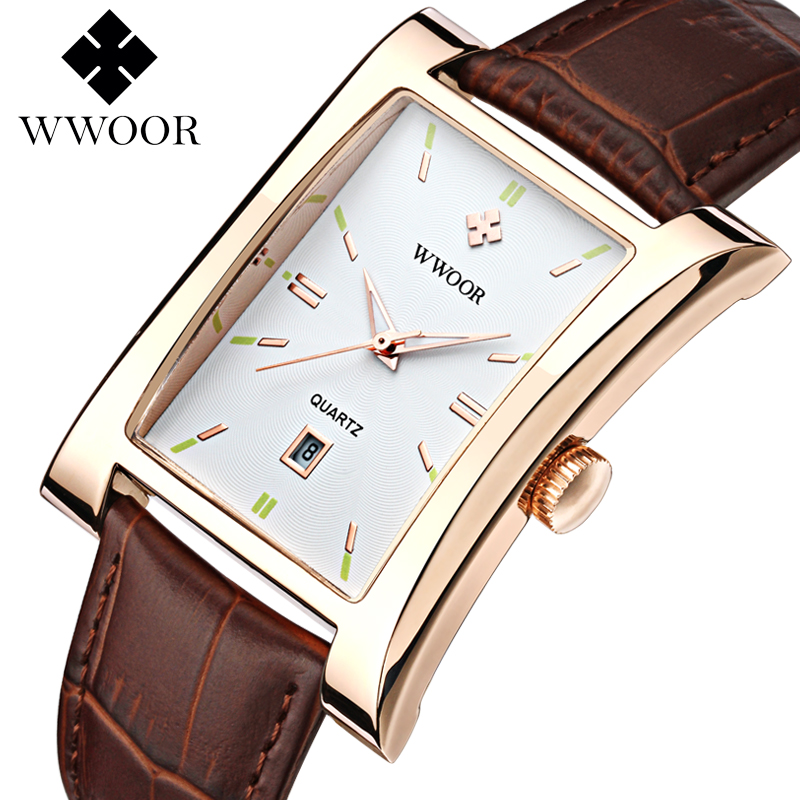 Square Watches for Men Leather Mens Square Watch with Date Original Waterproof Analog Quartz Fashion Business Casual Wristwatch