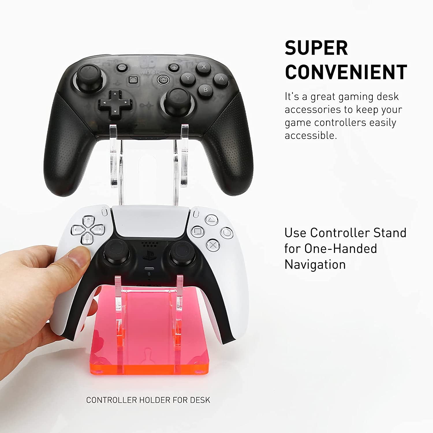 DATA FROG Universal Dual Controller Stand For PS5 PS4 Desk Controller  Transparent Acrylic Holder Gamepad Joystick Mount For Xbox