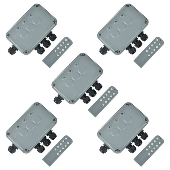 GREENCYCLE 5 Set 15A 3-Gang Junction Box Weatherproof Outdoor Switched with indicators and 4 x 20mm Cable Gland and Remote Power Switch IP66 Rated (5PK Box, 5PK Remote Control)