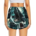thumbnail image 2 of Lsque Wave Ocean Animal Shark Printed Women's Running Shorts with Liner Pockets,Elastic Quick Dry Workout Athletic Gym Yoga Shorts,Womens High Waist Shorts-X-Large, 2 of 9