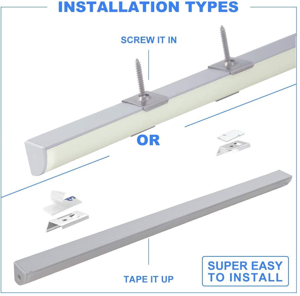 Cefrank 12" V-Shape Bright LED Under-Cabinet Lights, 4 Count - 1200lm, 6000K