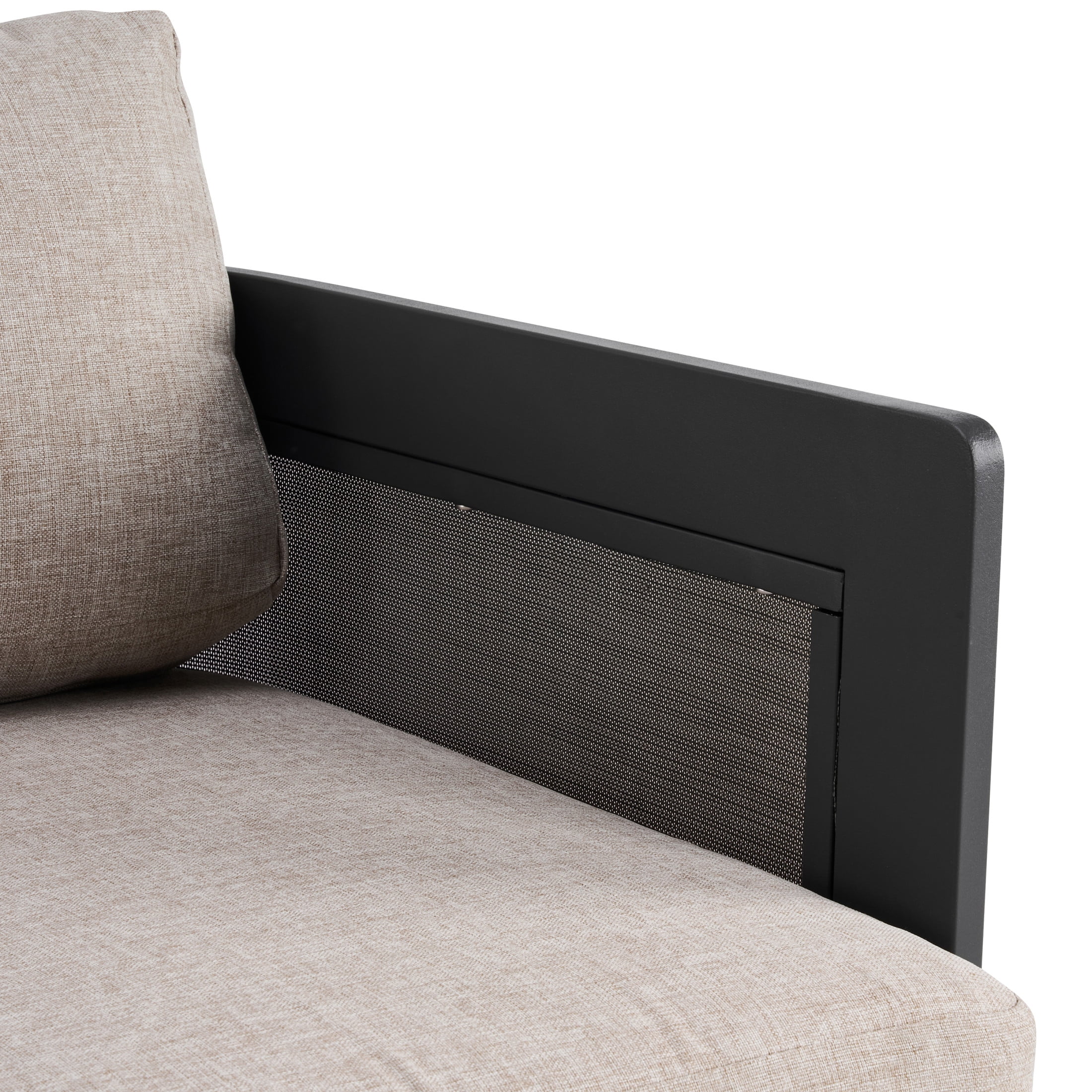 Christopher Knight Home Modern Outdoor Aluminum 50" Loveseat, Black Finish with Beige Cushion