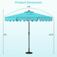 thumbnail image 3 of Costway 9 FT Patio Umbrella 2-Tier Market Table Umbrella with Sun-Protective Canopy Turquoise, 3 of 9