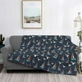 thumbnail image 2 of Honeii Sailboat And Seagull print throw blanket, crafted from cozy cotton flannel, offers versatile home decor as a bedding suitable for all seasons.-60"x50", 2 of 6