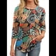 thumbnail image 2 of Blusas de Mujer con Mangas 3/4, Cuello Redondo, Túnicas Casuales, Camisas Plisadas Básicas, Corte Holgado, 2025 Colorido XL, 2 of 5