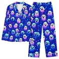 thumbnail image 6 of Feancey Womens Pajamas Sets Halloween Pumpkin Print Sleepwear Fall Outfits Long Sleeve Button Down Shirts and Pants Matching Pjs Set Purple S, 6 of 7