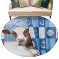 thumbnail image 6 of Funny Cow Round Rug 8ft Washable Circle Rugs Non Slip Cute Art Modern Lovely Animals on Showering Blue Large Area Rug Indoor Floor Carpet for Bedroom Kitchen Living Room Home Office Dining Room, 6 of 8